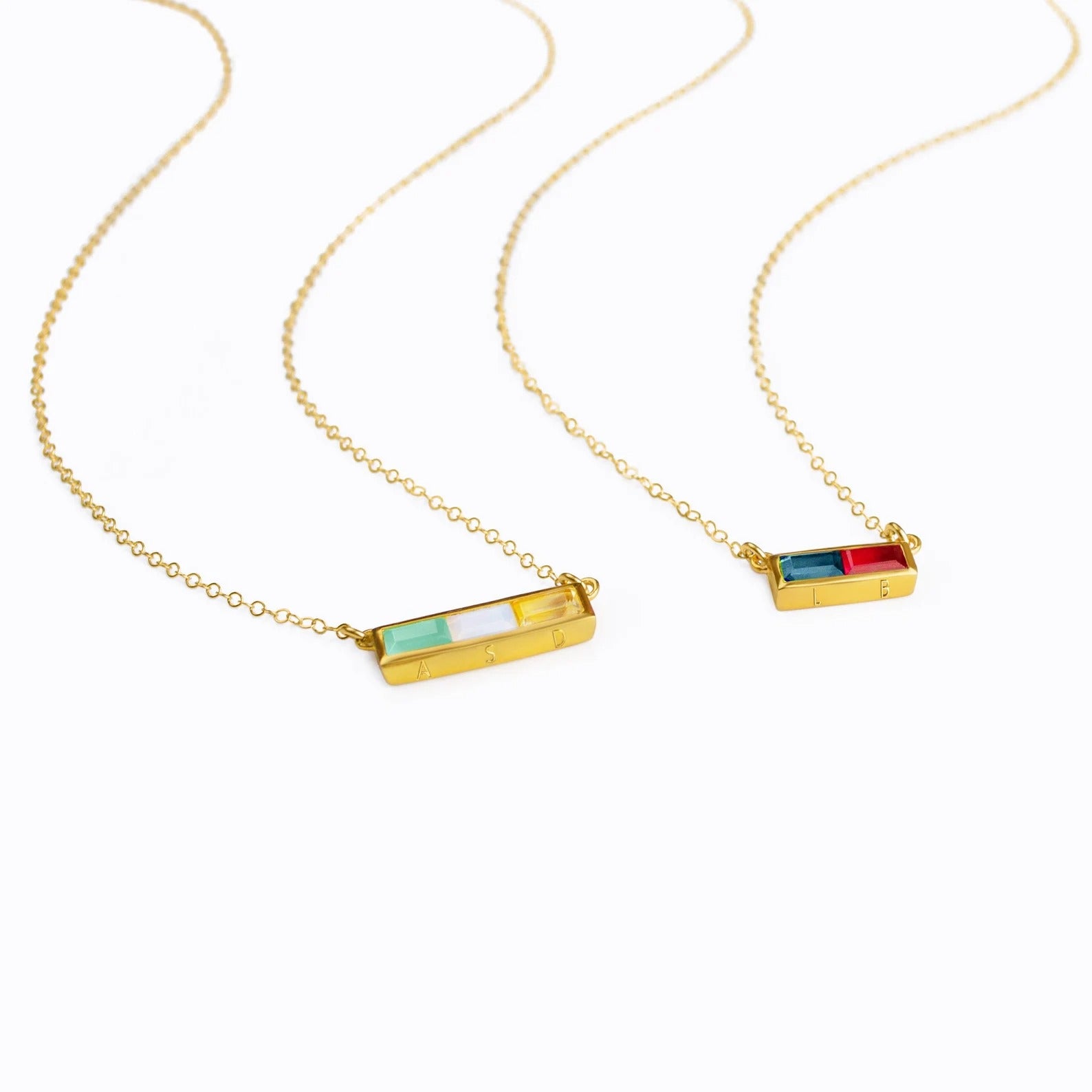 Multi Birthstone Combination Horizontal Bar Necklace