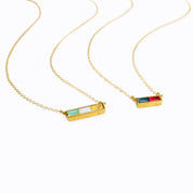 Multi Birthstone Combination Horizontal Bar Necklace