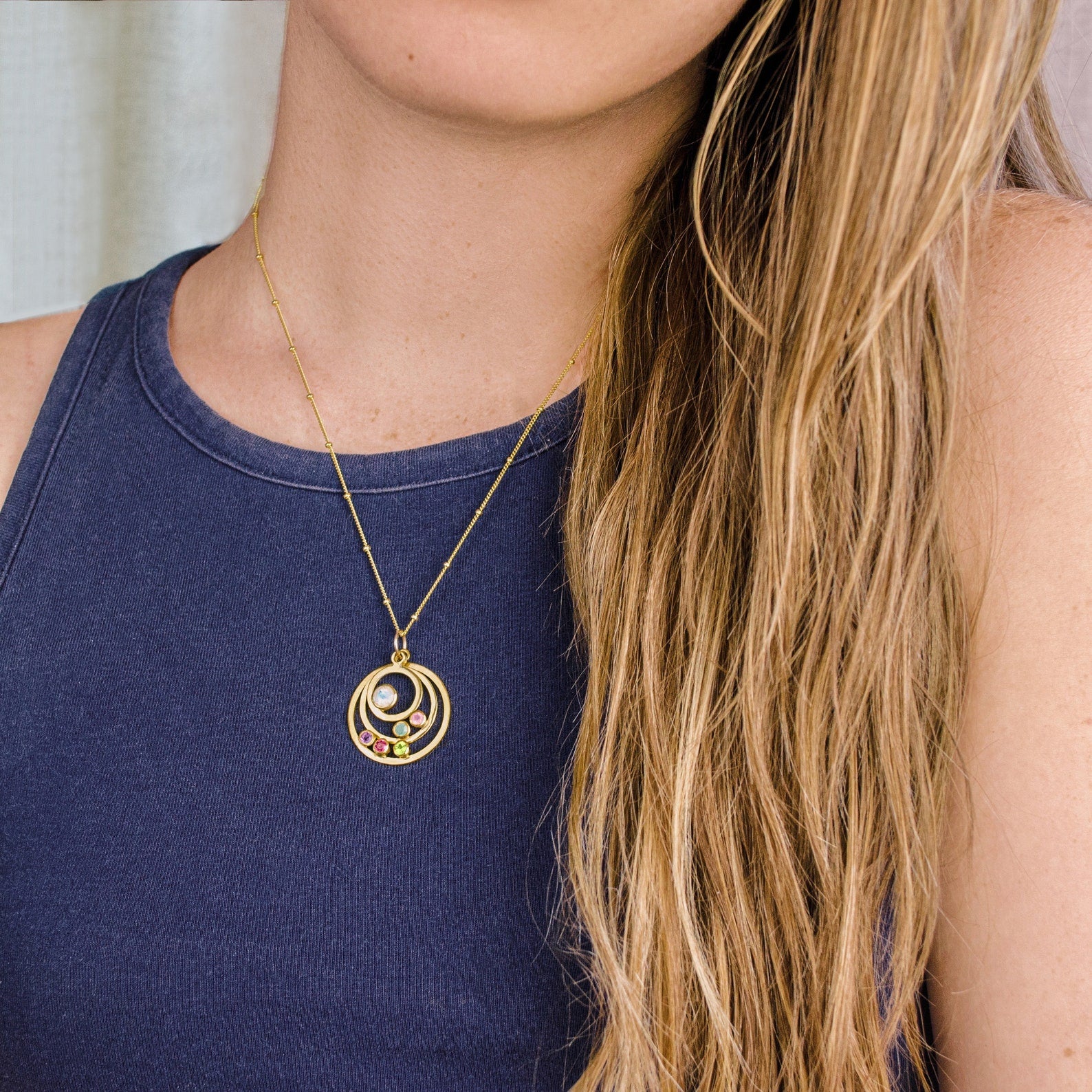 Generational Birthstone Orbit Necklace