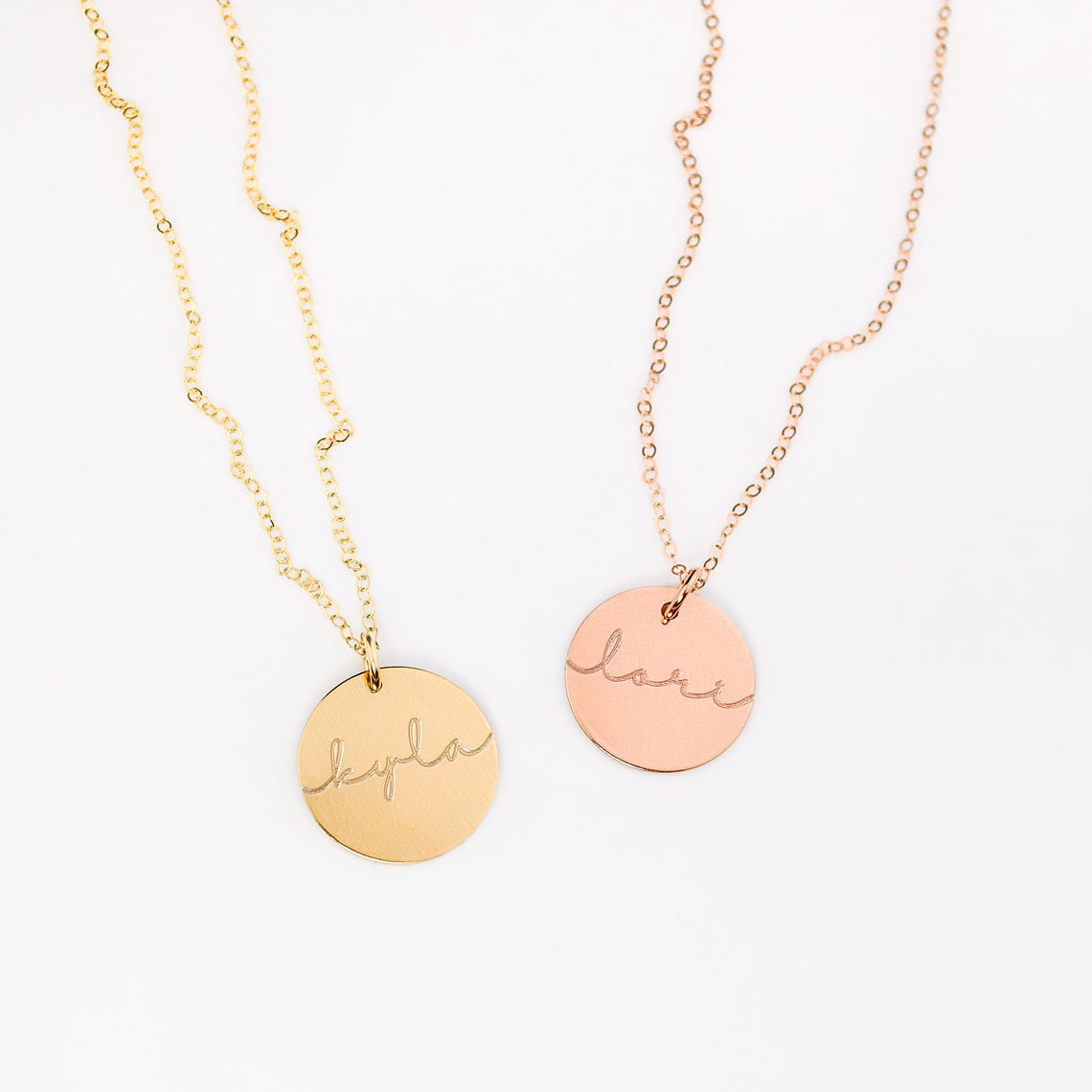 Custom Name Disc necklace, Monogram Necklace Gift for Her [19mm]