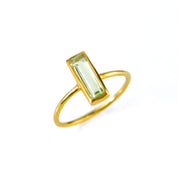 Tiny Green Amethyst Bar Ring : February Birthstone