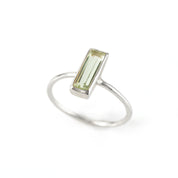 Tiny Green Amethyst Bar Ring : February Birthstone