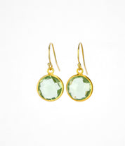 Green Amethyst bezel set Earrings  - February Birthstone