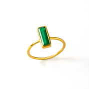 Tiny Green Onyx Bar Ring : May Birthstone