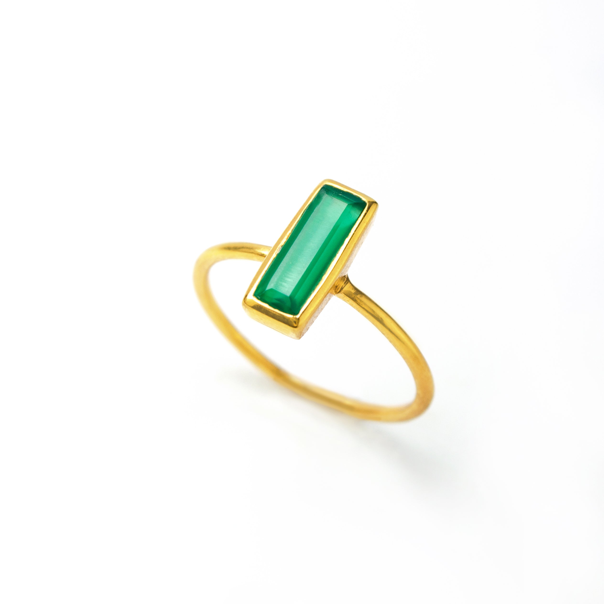 Tiny Green Onyx Bar Ring : May Birthstone