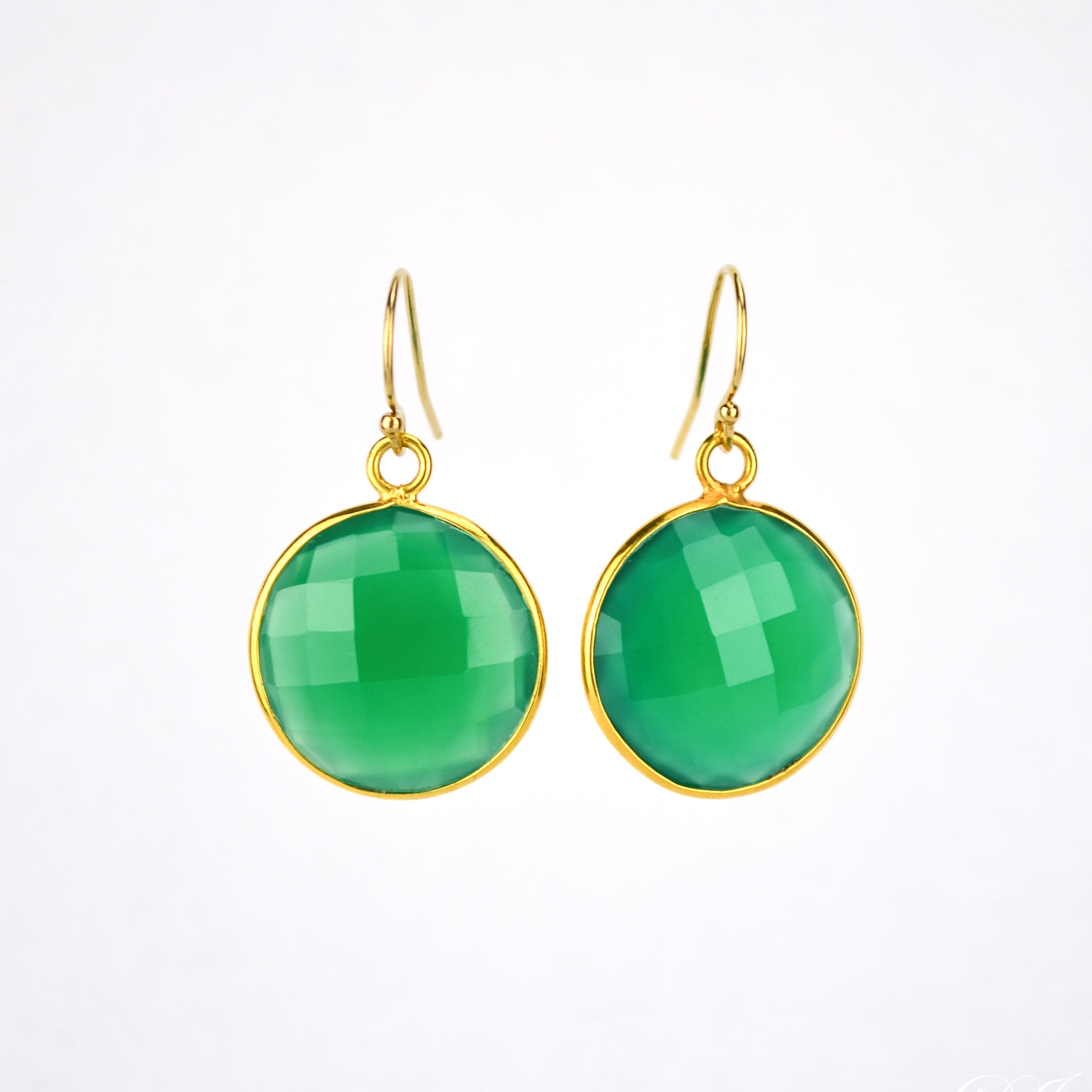 Green Onyx Earrings : May Birthstone