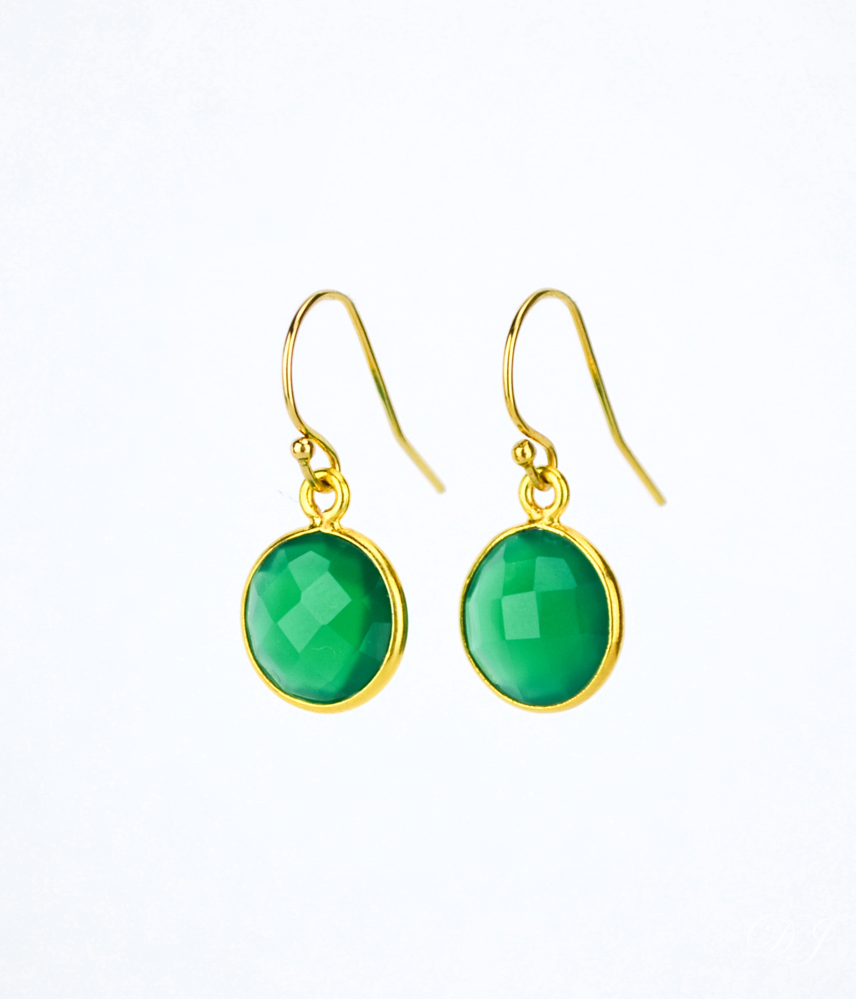 Green Onyx Earrings : May Birthstone