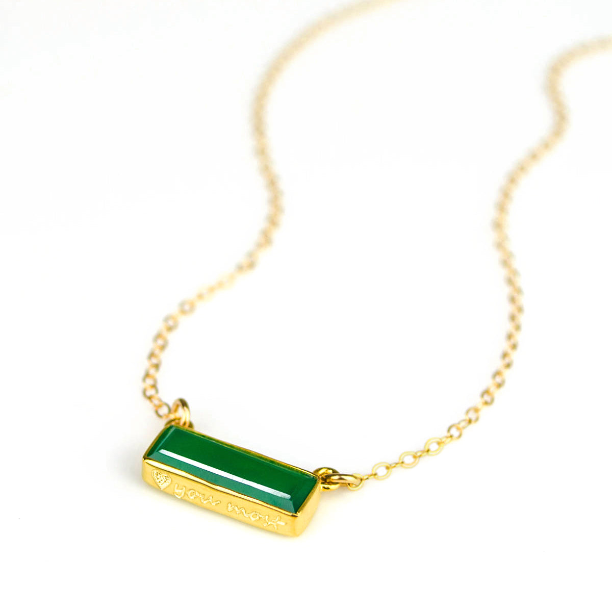 Green Onyx Bar Necklace : May Birthstone : Adira Series