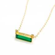 Green Onyx Bar Necklace : May Birthstone : Adira Series