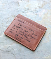 personalize the card holder with handwriting from a loved one on