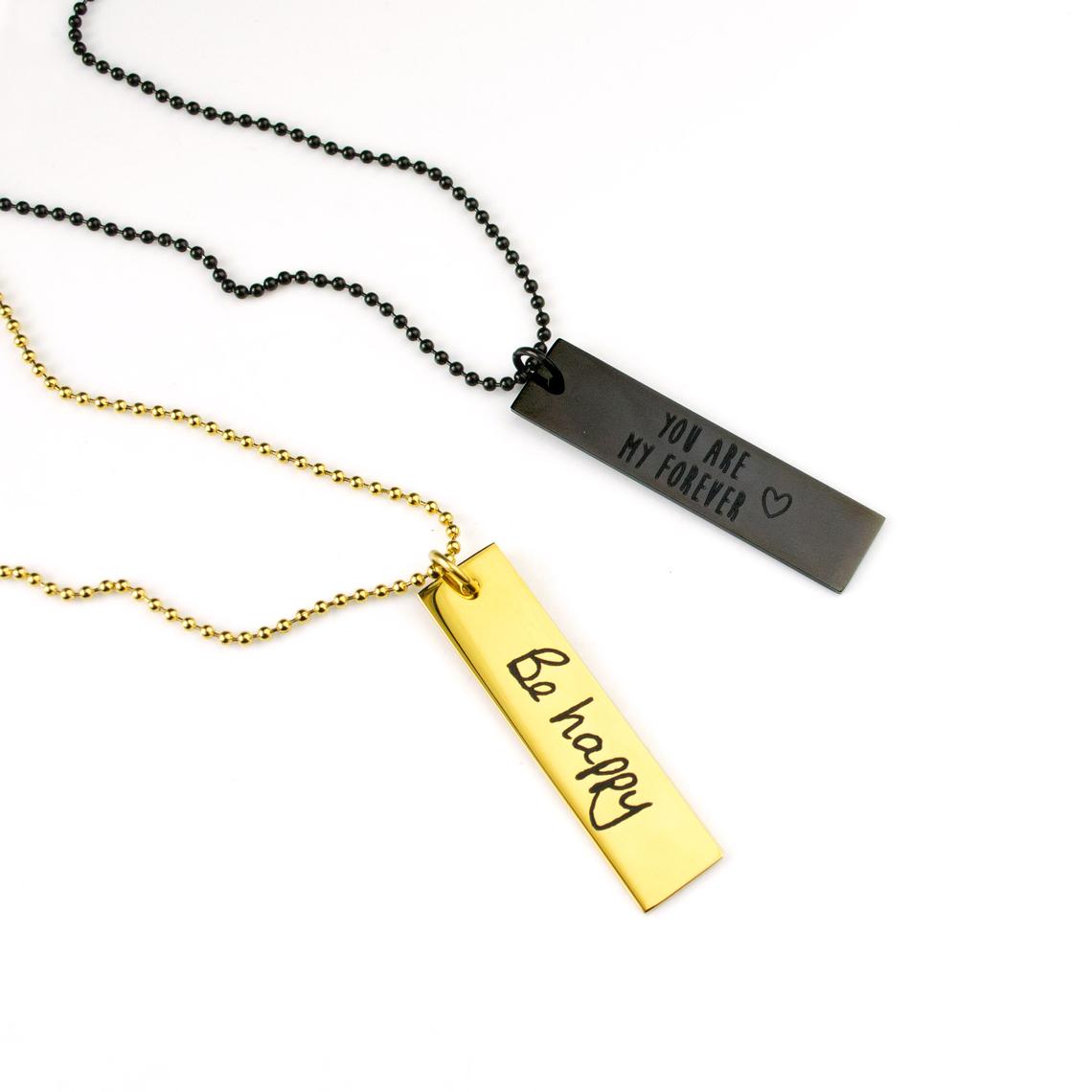 Personalized Rectangle Dog Tag Necklace, Custom Military Style Jewelry