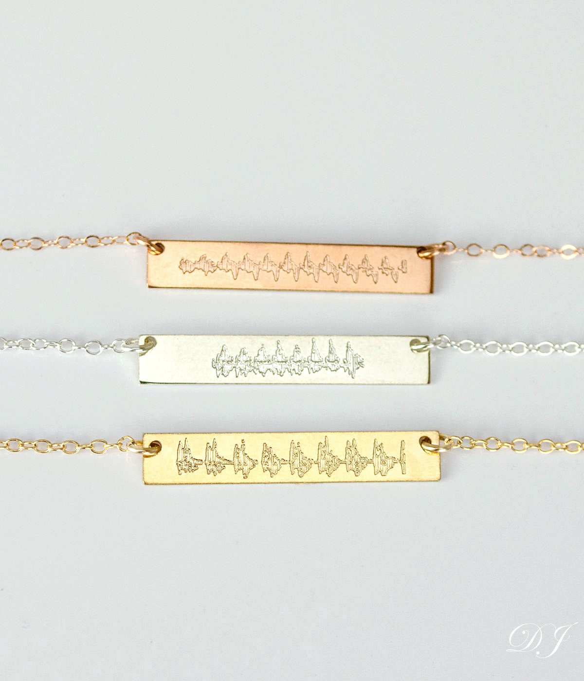 Rose Gold, Sterling Silver, and Yellow Gold 5x30mm Bar Necklaces Personalized with Heartbeat or Sonogram Engraving from Actual ultrasound photos. Newborn Necklace for Mom, Custom engraved heartbeat necklace, Minimalist Bar Necklace for New Mom, Baby Heartbeat Jewelry Gift Discover our beautifully crafted engraved sonogram necklaces, available in stunning silver, gold, and rose gold finishes. These personalized heartbeat necklaces are the perfect keepsake for new mothers, capturing a baby's first heartbeat.