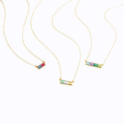 Multi Birthstone Combination Horizontal Bar Necklace