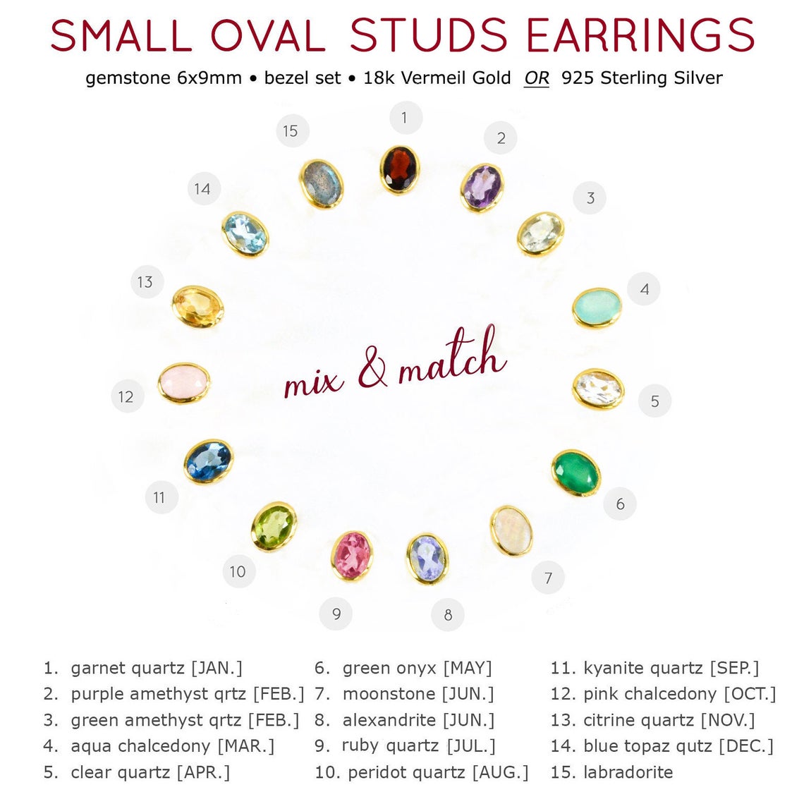 Oval Birthstone Stud Earrings