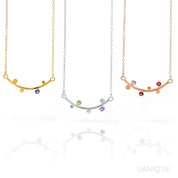 Mom Curved Bar Necklace with Kids Birthstones