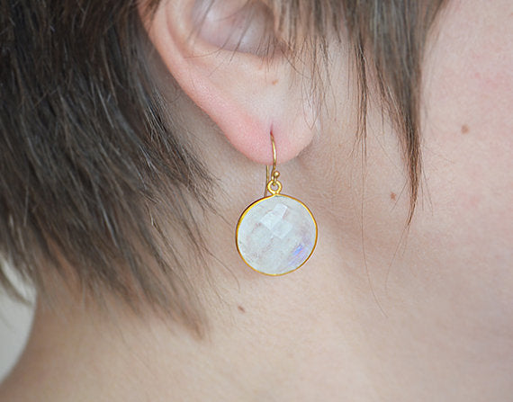 Rainbow Moonstone Earrings : June Birthstone