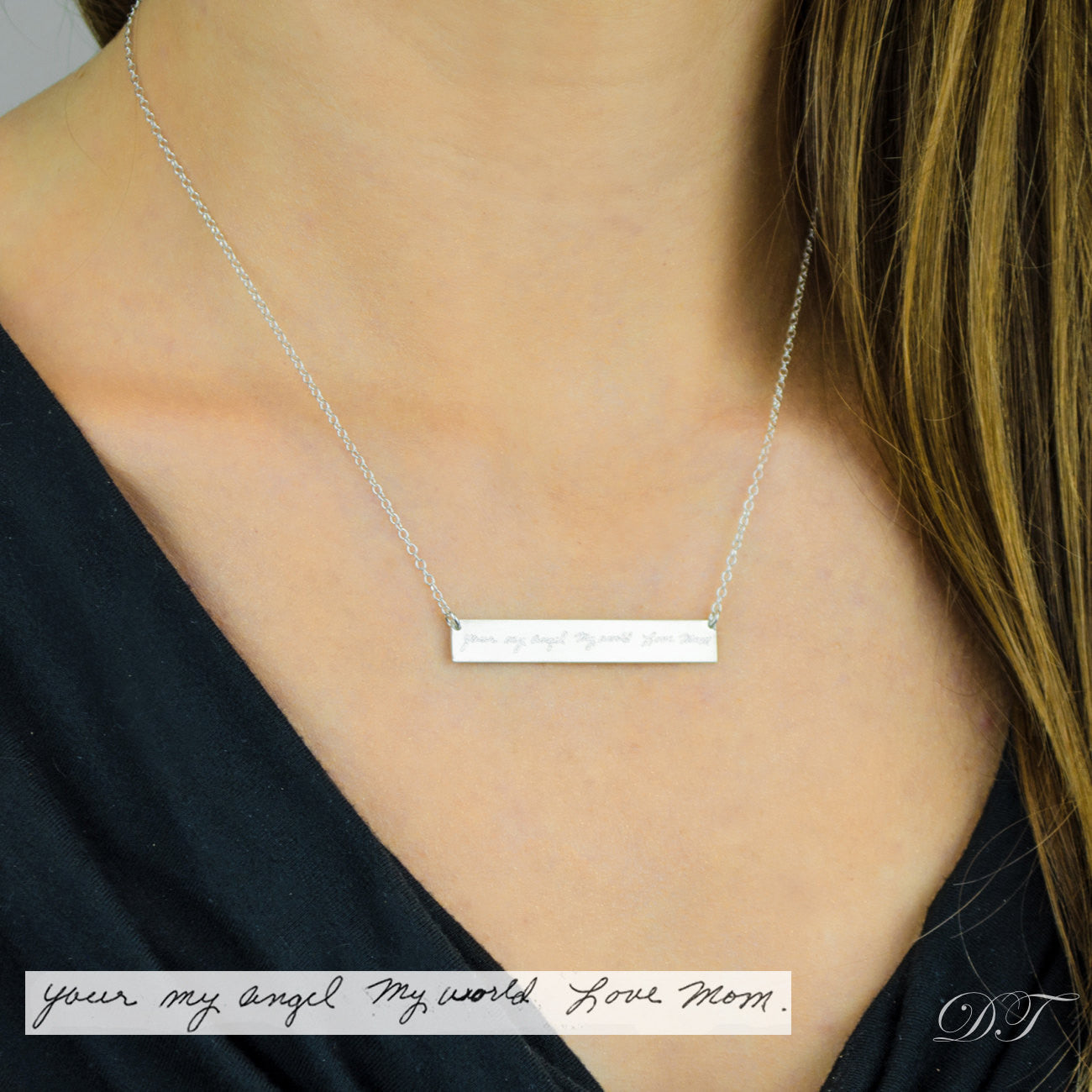 Large Engraved Bar Necklace