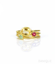 Stacking Ring Set Combo with Tiny Oval and Tiny Round Stone