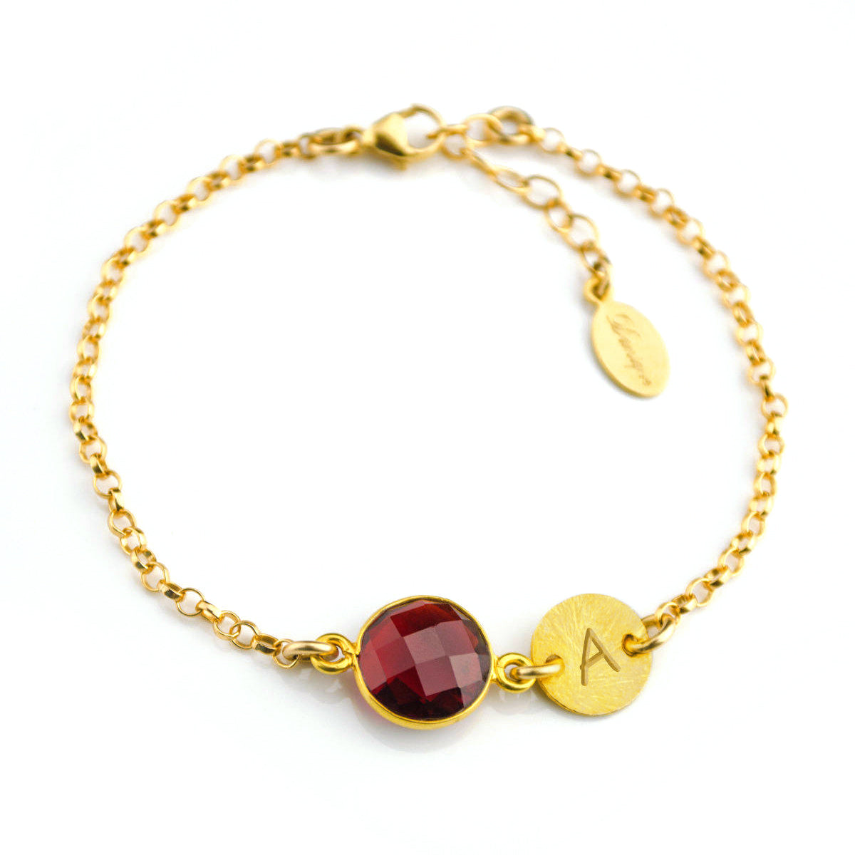 Personalized January Birthstone Bracelet • Garnet