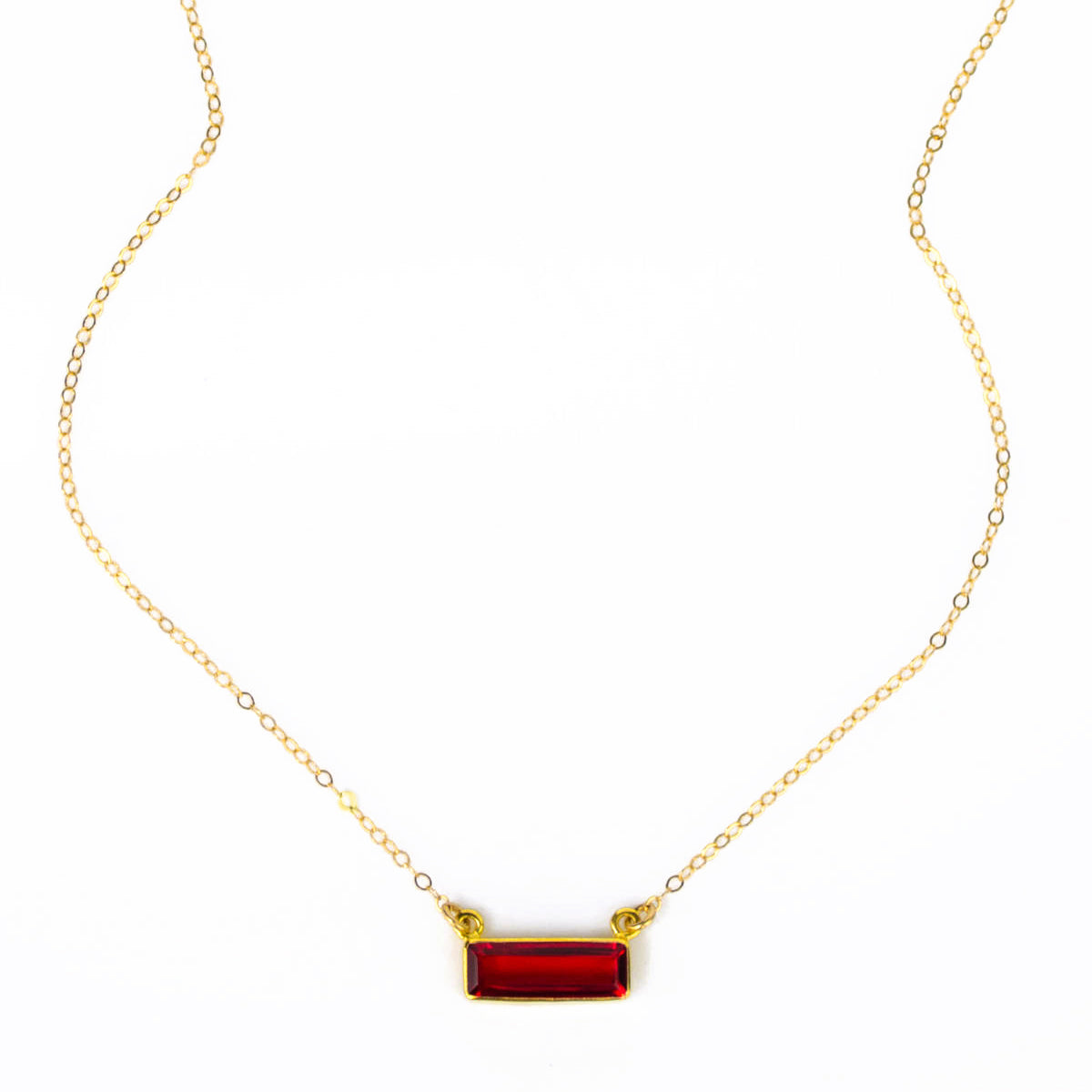 Garnet Bar Necklace : January Birthstone : Adira Series