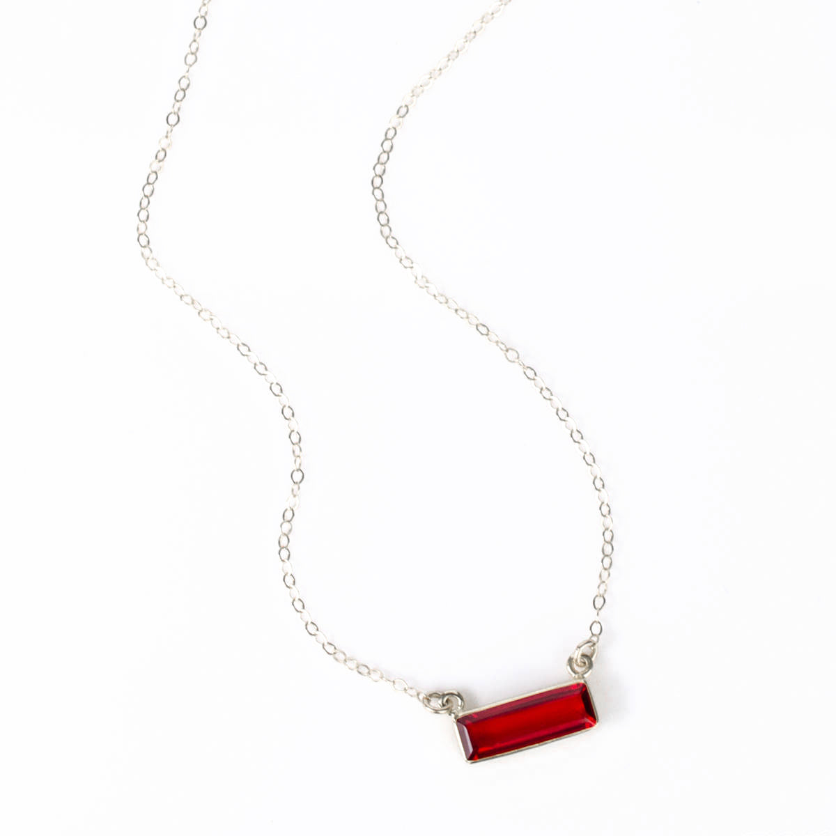 Garnet Bar Necklace : January Birthstone : Adira Series