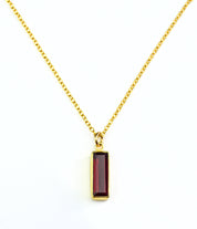 Garnet Vertical Bar Necklace : January Birthstone : Adira Series