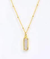 Rainbow Moonstone Vertical Bar Necklace : June Birthstone : Adira Series