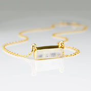 Rainbow Moonstone Bar Necklace : June Birthstone : Adira Series