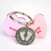 Actual Footprint or Handprint Keychain, Commemorate Birth of Baby