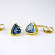 Small Kyanite Quartz Triangle Studs, Everyday Earrings