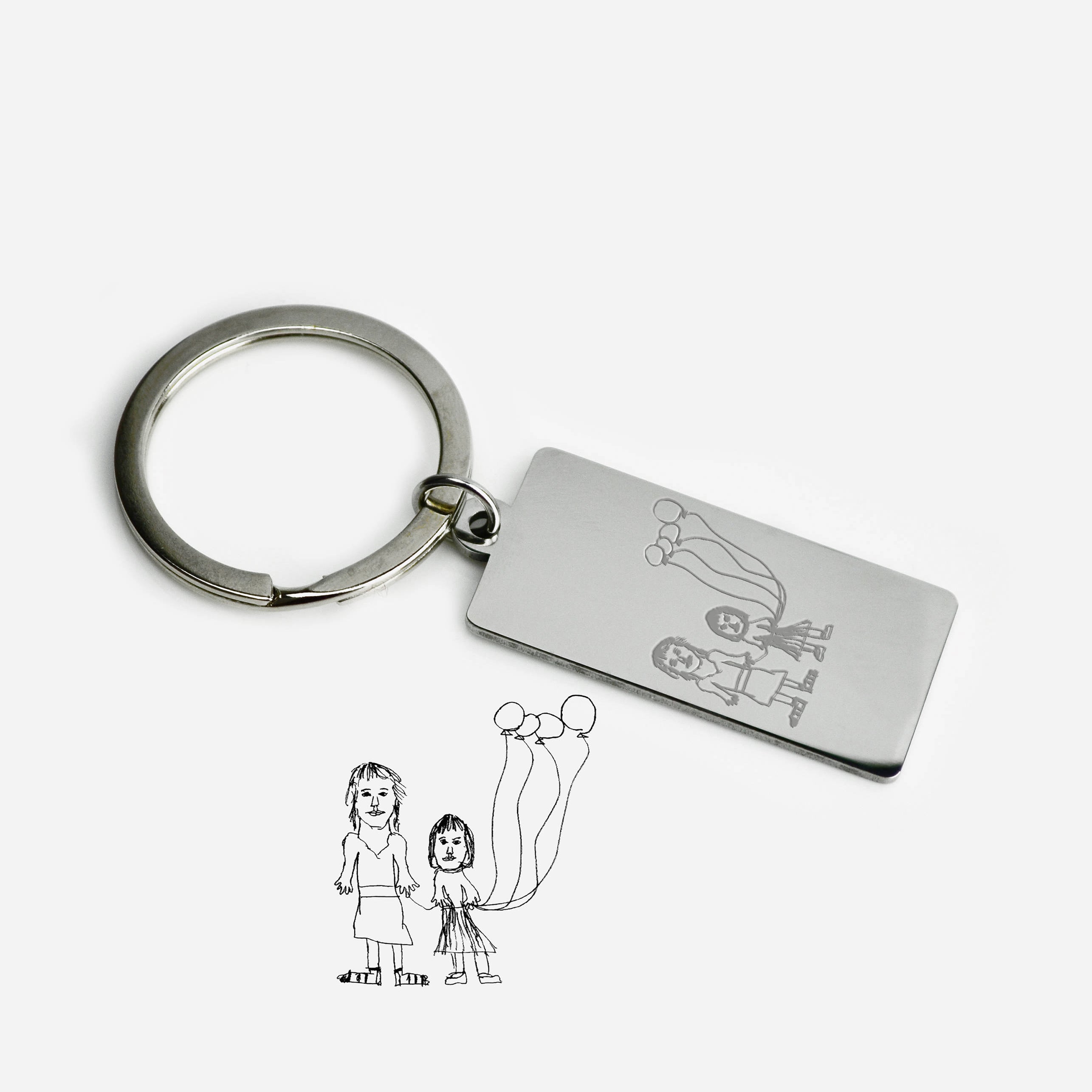 High Quality Personalized Drawing or Signature Keychain, Medium Rectangle