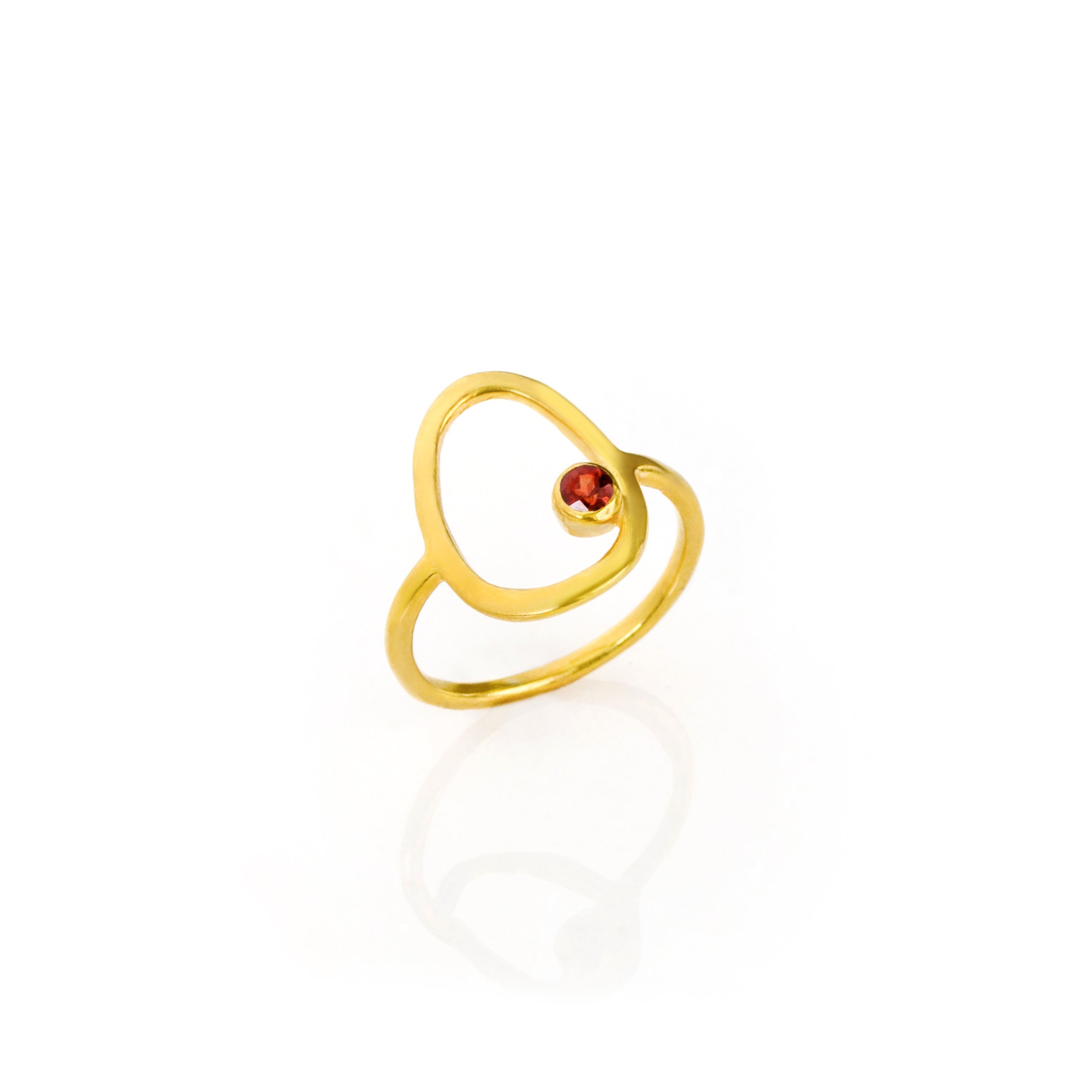 Yellow Gold Custom Birthstone Open Oval Ring