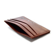 genuine leather card holder brown pocket details