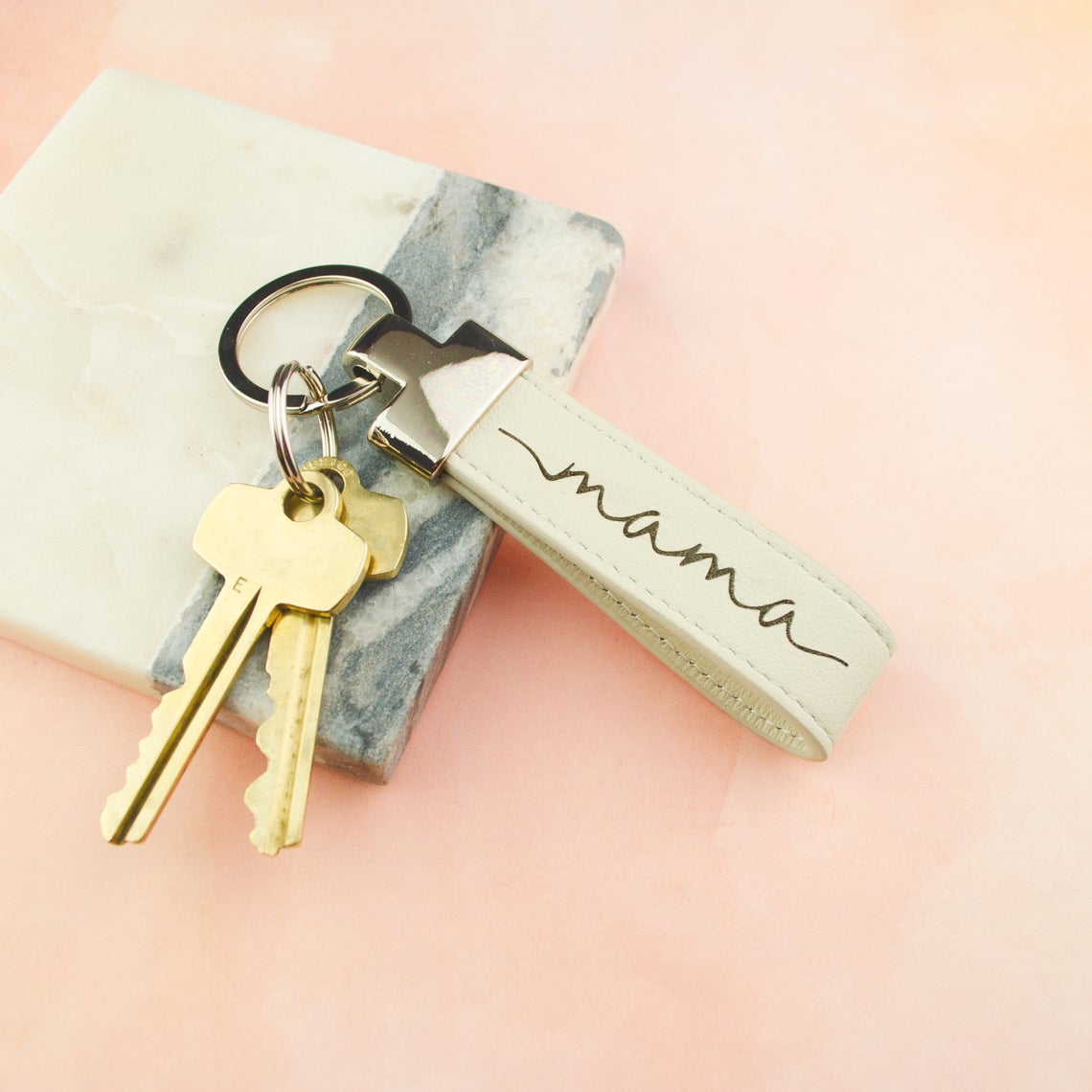 Key chain custom engraved leather keys keyfob personalized Mother's day present, Father's Day gift