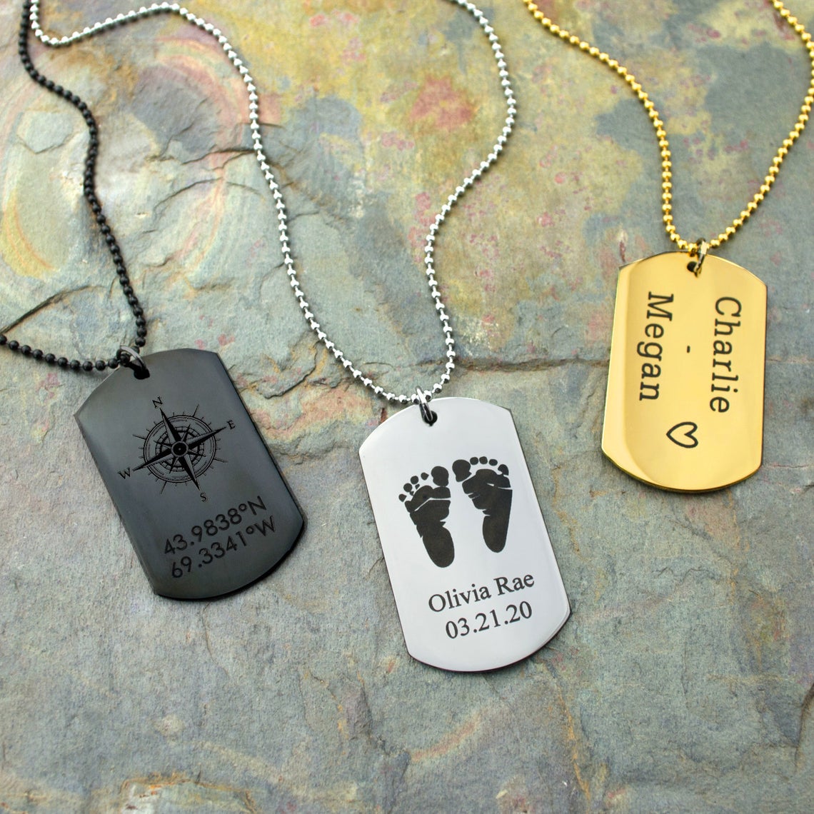 Personalized Dog Tag Necklace with Custom Handwriting - Custom Mens Jewelry, Traditional Military Style Pendant, Wedding Anniversary Gift, Custom Engraved Jewelry