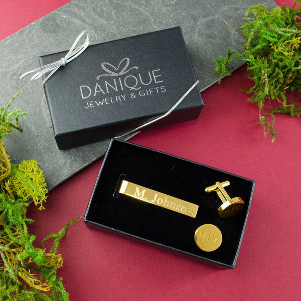 Personalised Infinity Cufflinks And Tie Slide Gift 2024 Set