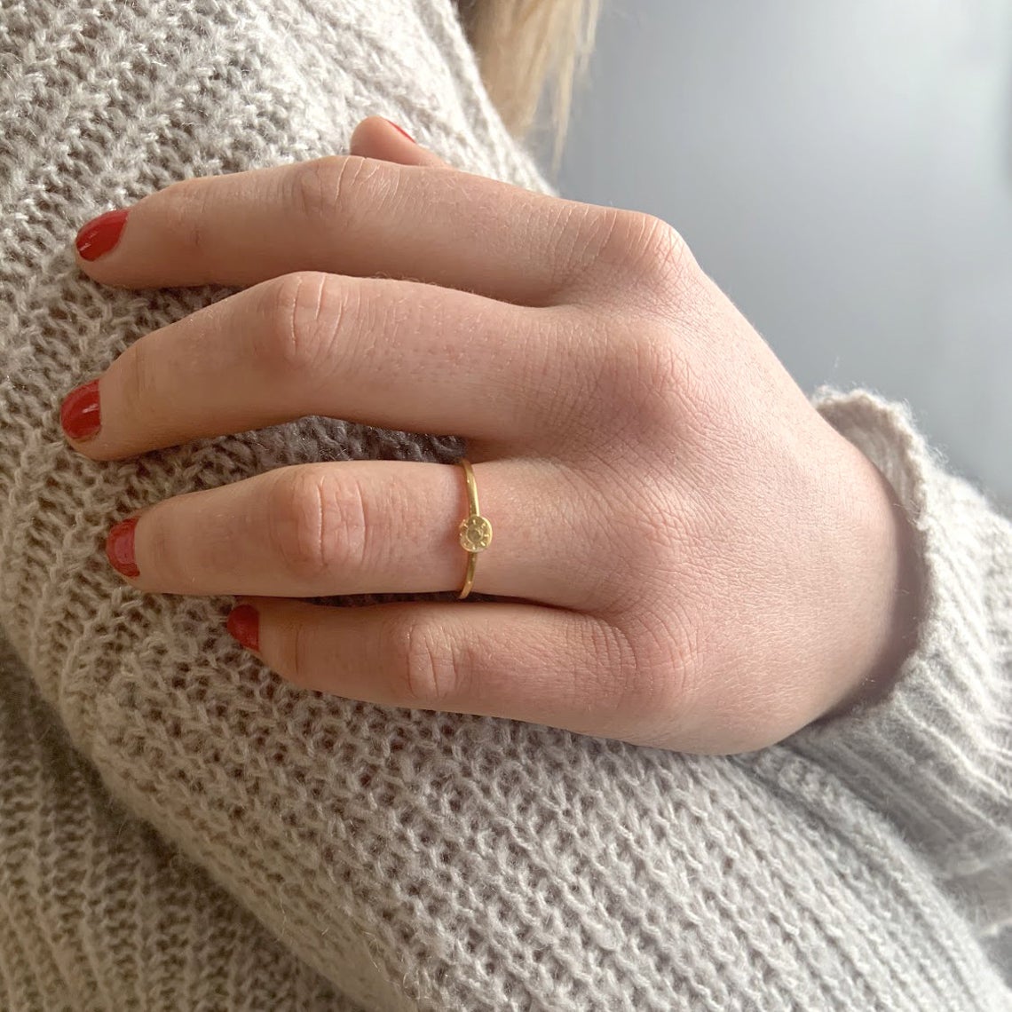 Custom Dainty Symbol Ring, Minimalist Round Ring