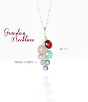 Grandmother Pendant Necklace with Children and Grandchildren Birthstones