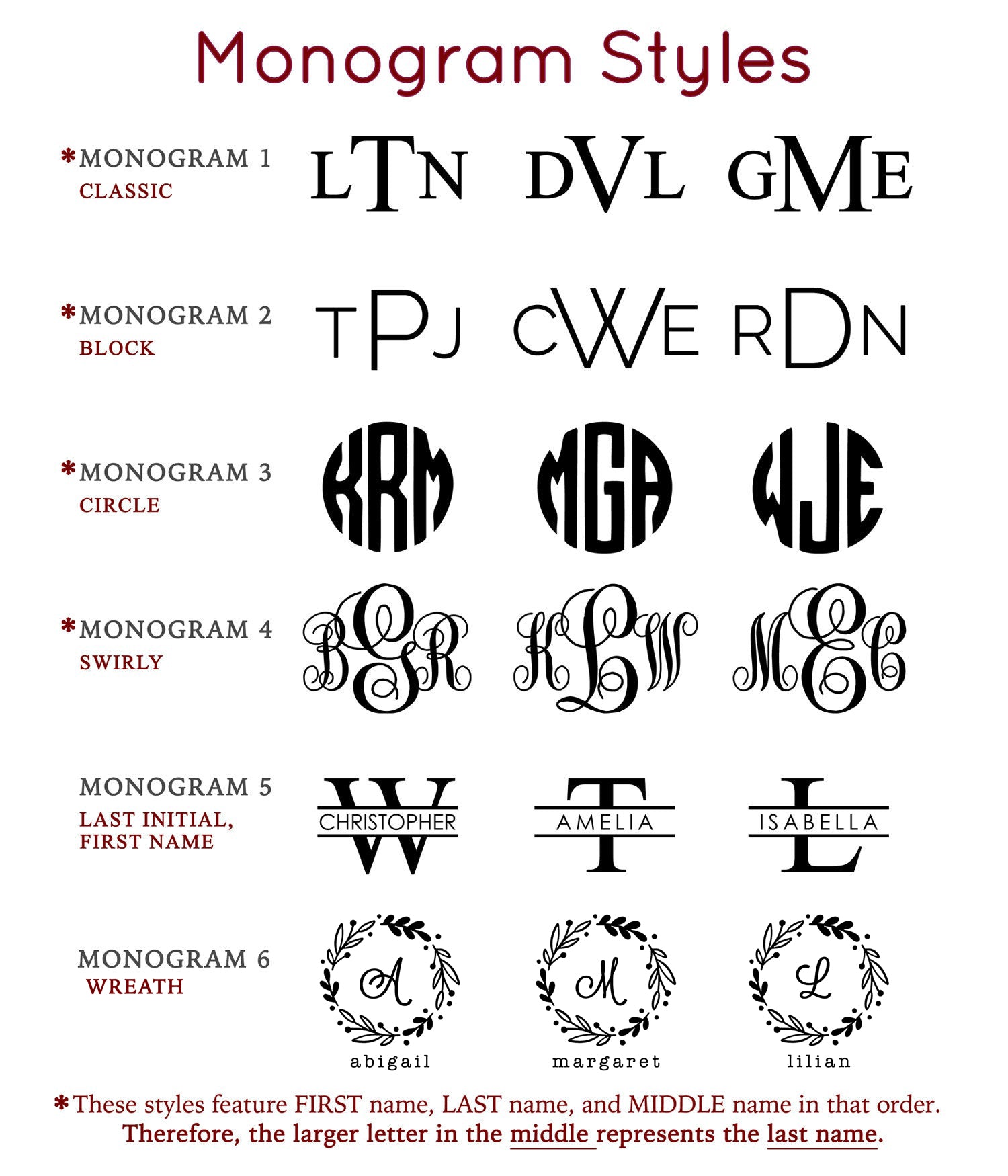 Select from our fonts and monogram options to complete your engraving. 