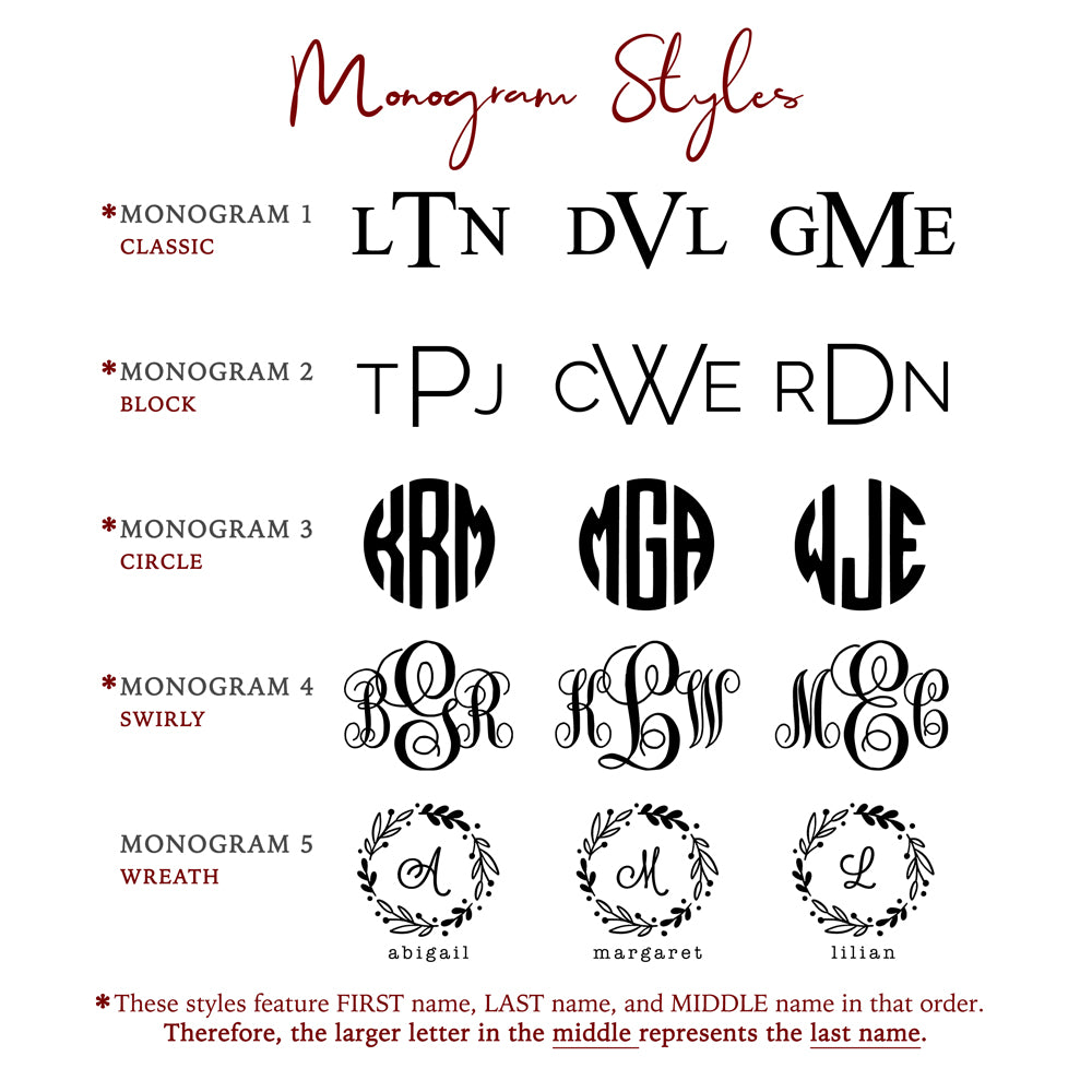 select from one of our preset monograms