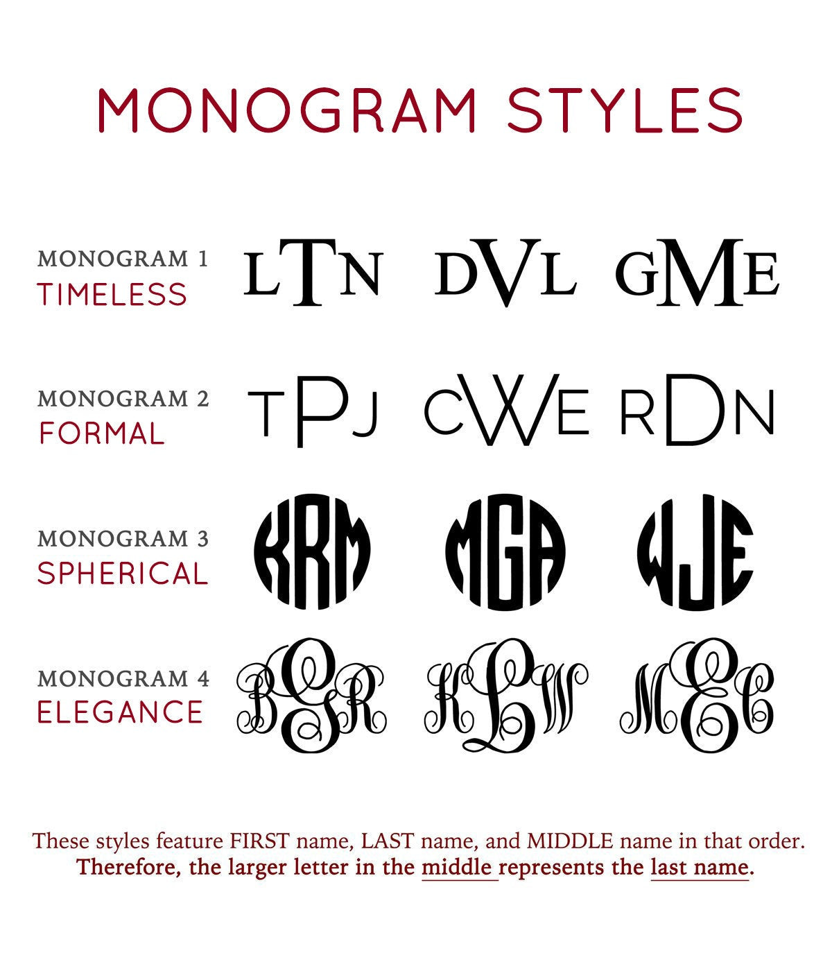 Monogram Options for engraving