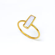 Tiny Moonstone Bar Ring : June Birthstone