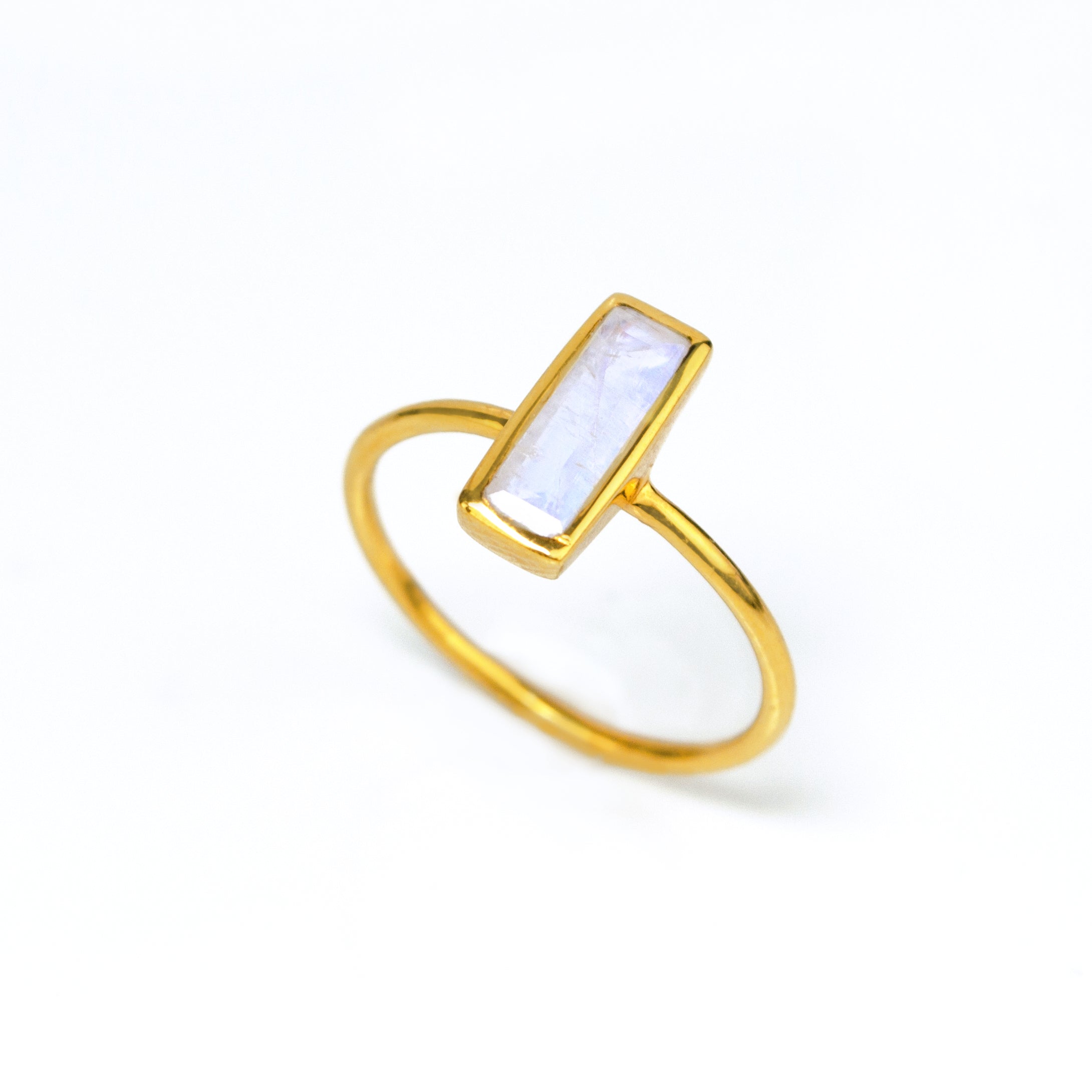 Tiny Moonstone Bar Ring : June Birthstone