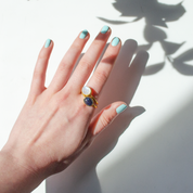 Oval Rainbow Moonstone Cabochon Ring : June Birthstone