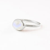 Oval Rainbow Moonstone Cabochon Ring : June Birthstone