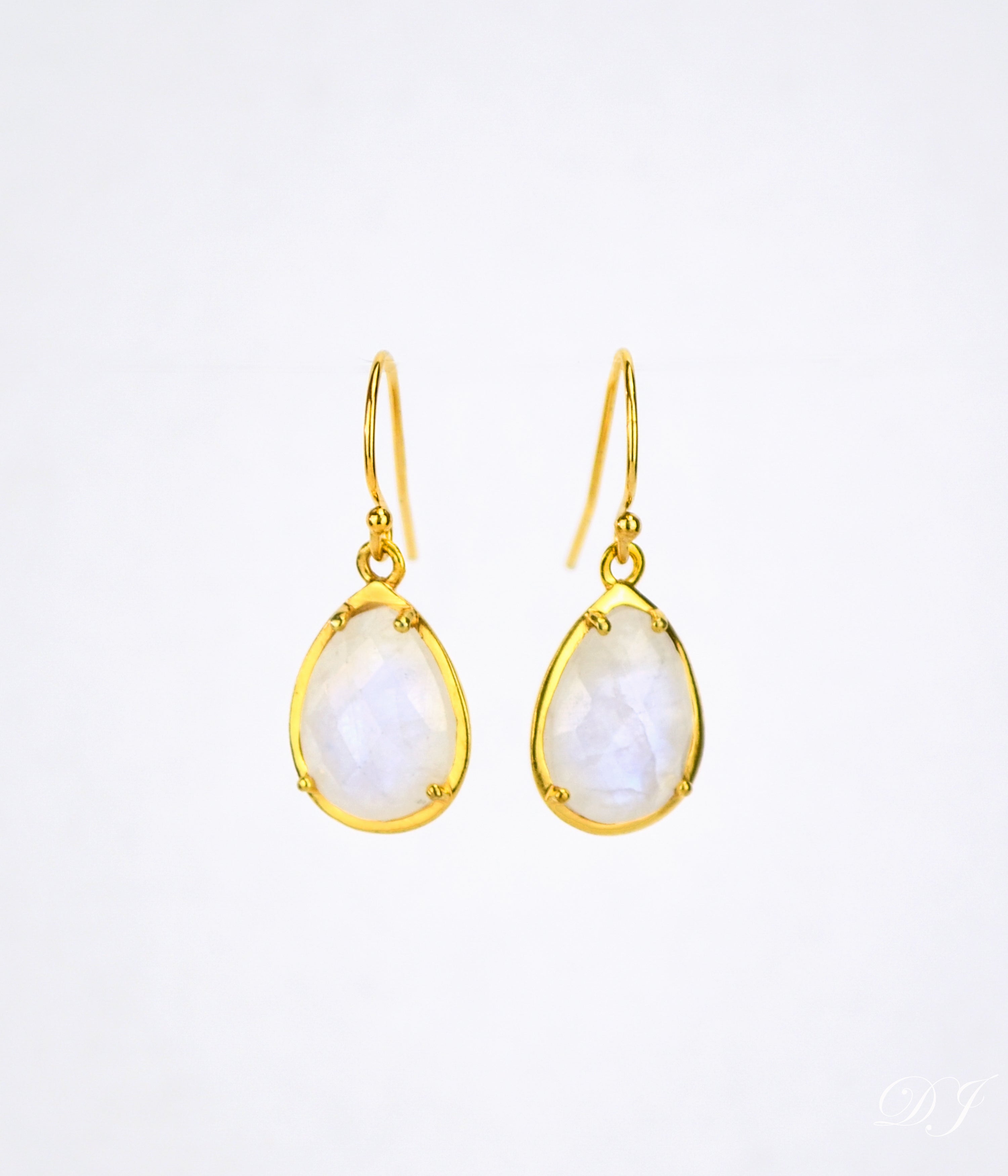 Rainbow Moonstone Earrings : June Birthstone