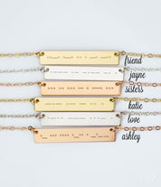 Morse code necklace - Silver, Gold or Rose Gold Bar