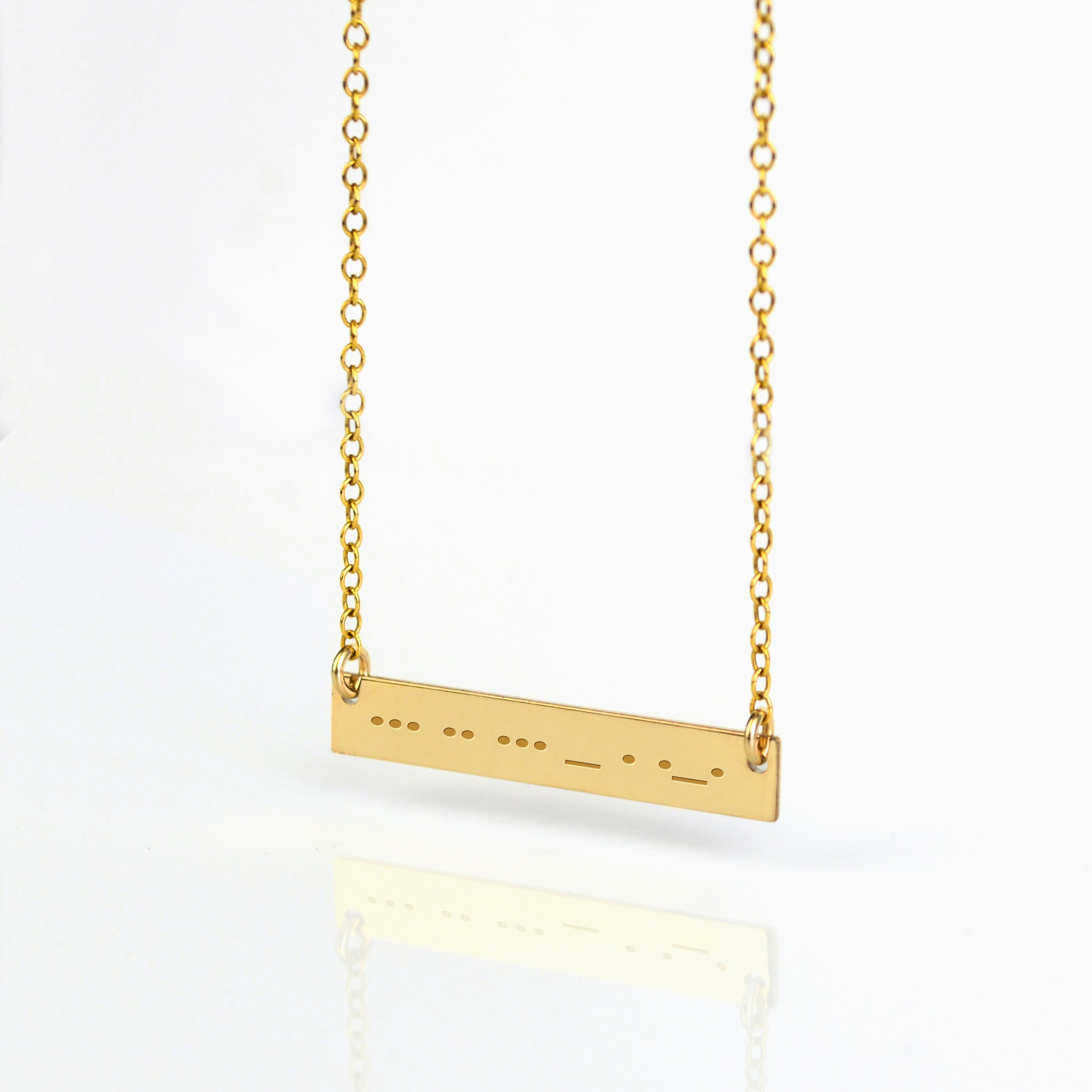 Morse code necklace - Silver, Gold or Rose Gold Bar