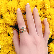 Tiny Oval Moss Agate Bezel Ring