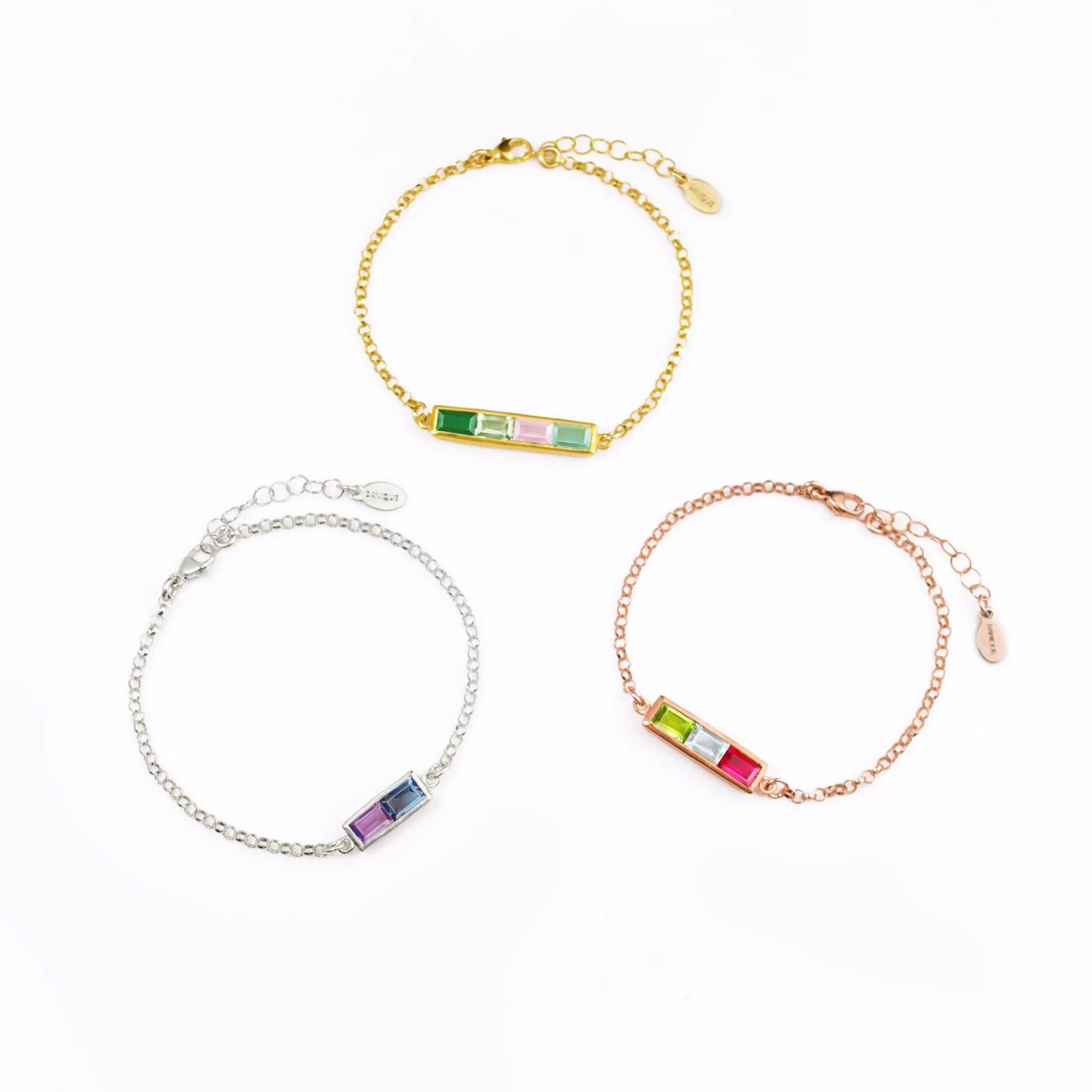 Multi Birthstone Combination Bar Bracelet